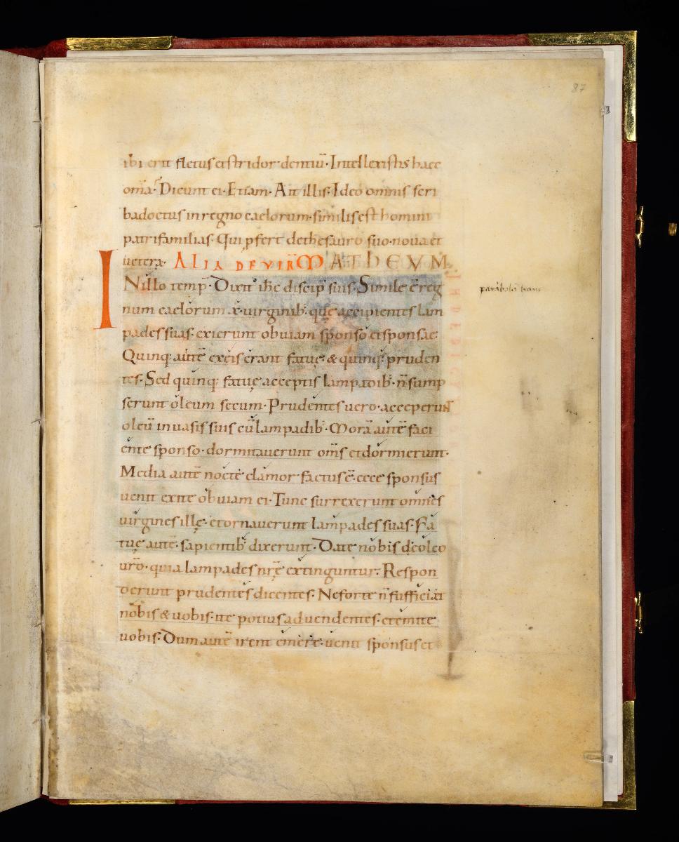 Evangelistar Heinrichs IV. (?), Textseite mit roter Textmarke I