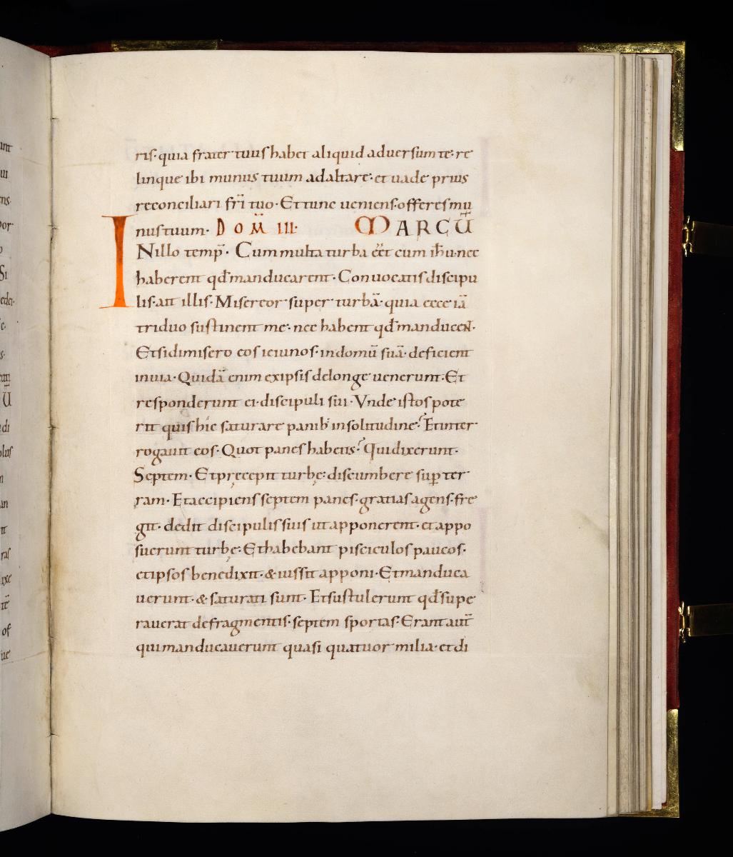 Evangelistar Heinrichs IV. (?), Textseite mit roter Textmarke I