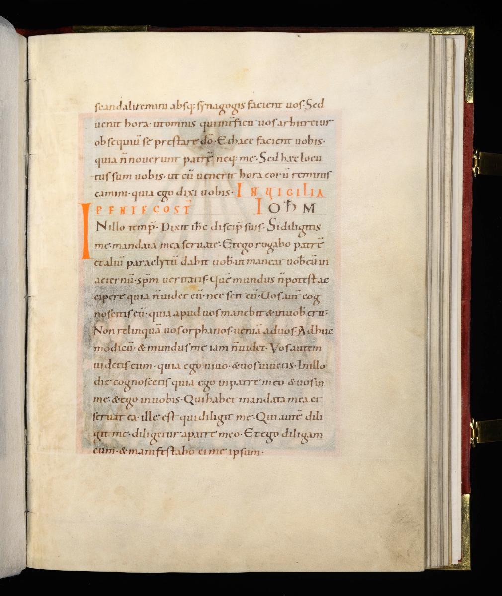 Evangelistar Heinrichs IV. (?), Textseite mit roter Textmarke I