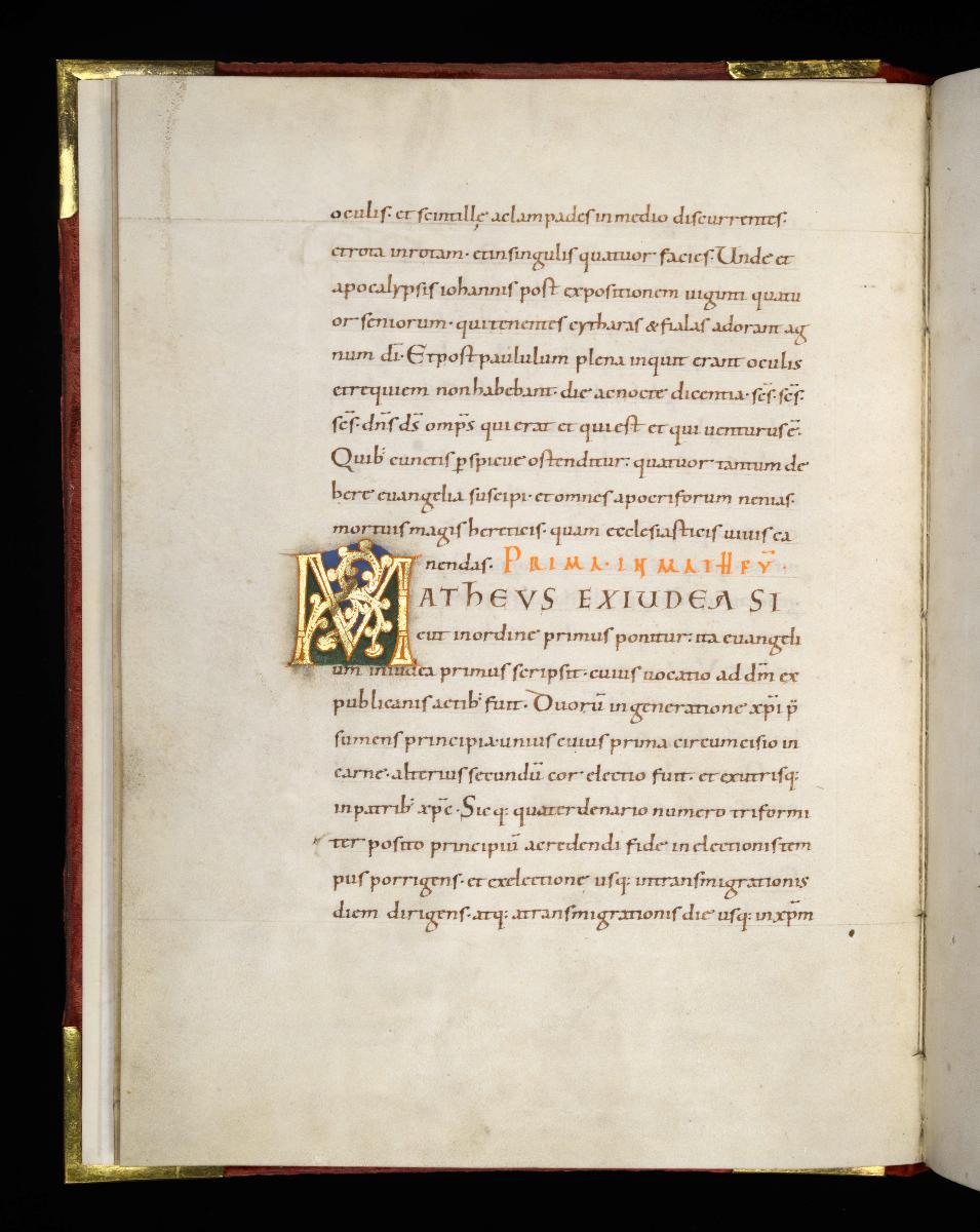 Evangelistar Heinrichs IV. (?), Textseite mit Initiale M