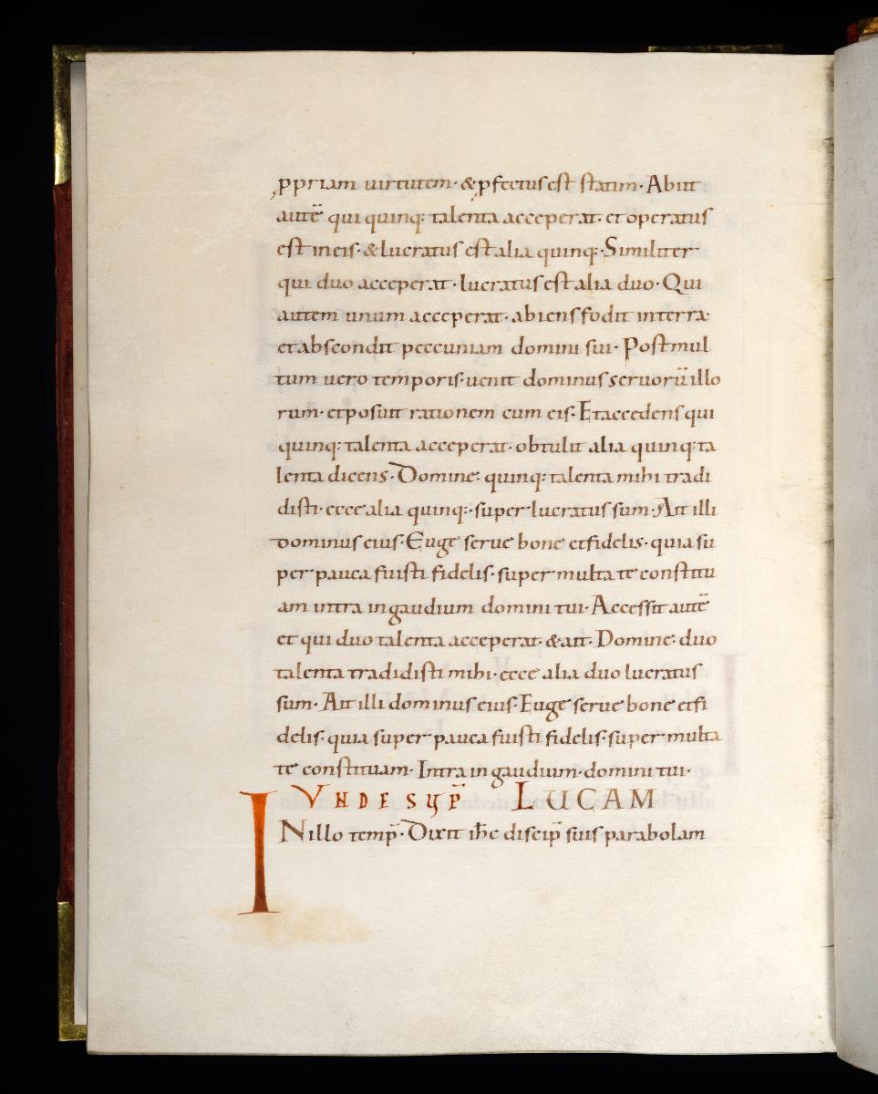 Evangelistar Heinrichs IV. (?), Textseite mit roter Textmarke I