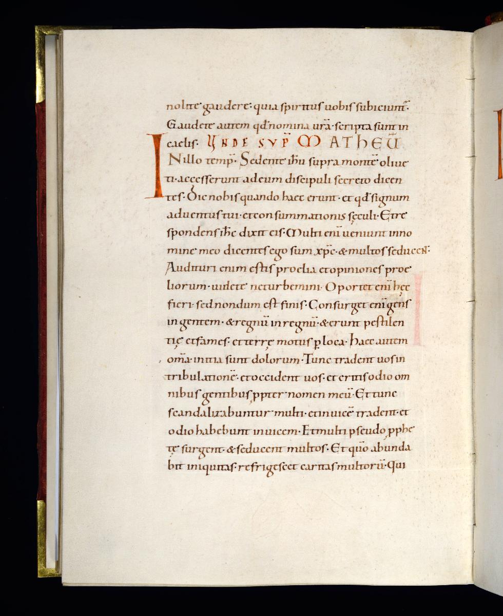 Evangelistar Heinrichs IV. (?), Textseite mit roter Textmarke I