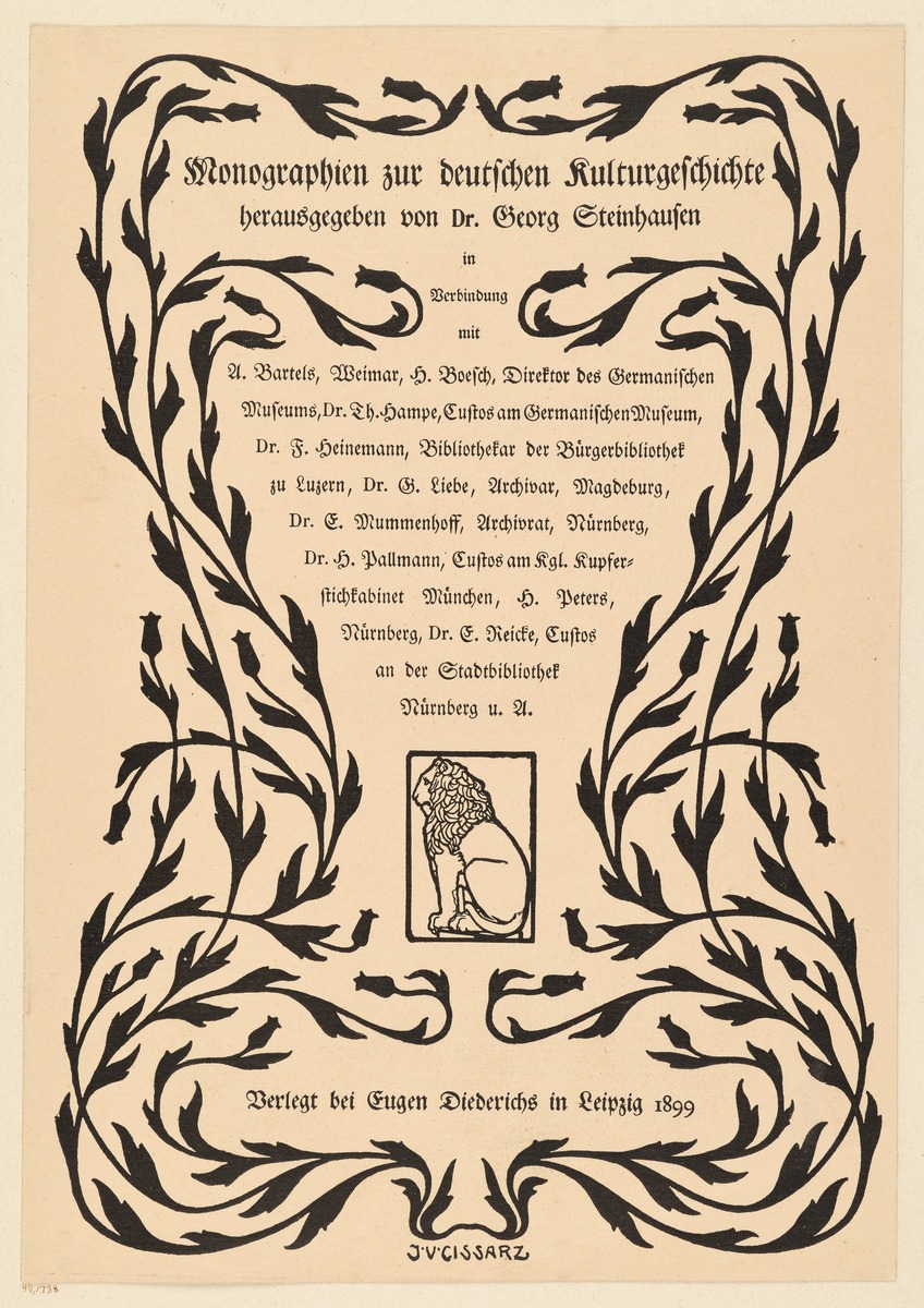 Prospekt mit Bestellschein zu Monographien zur deutschen Kulturgeschichte
