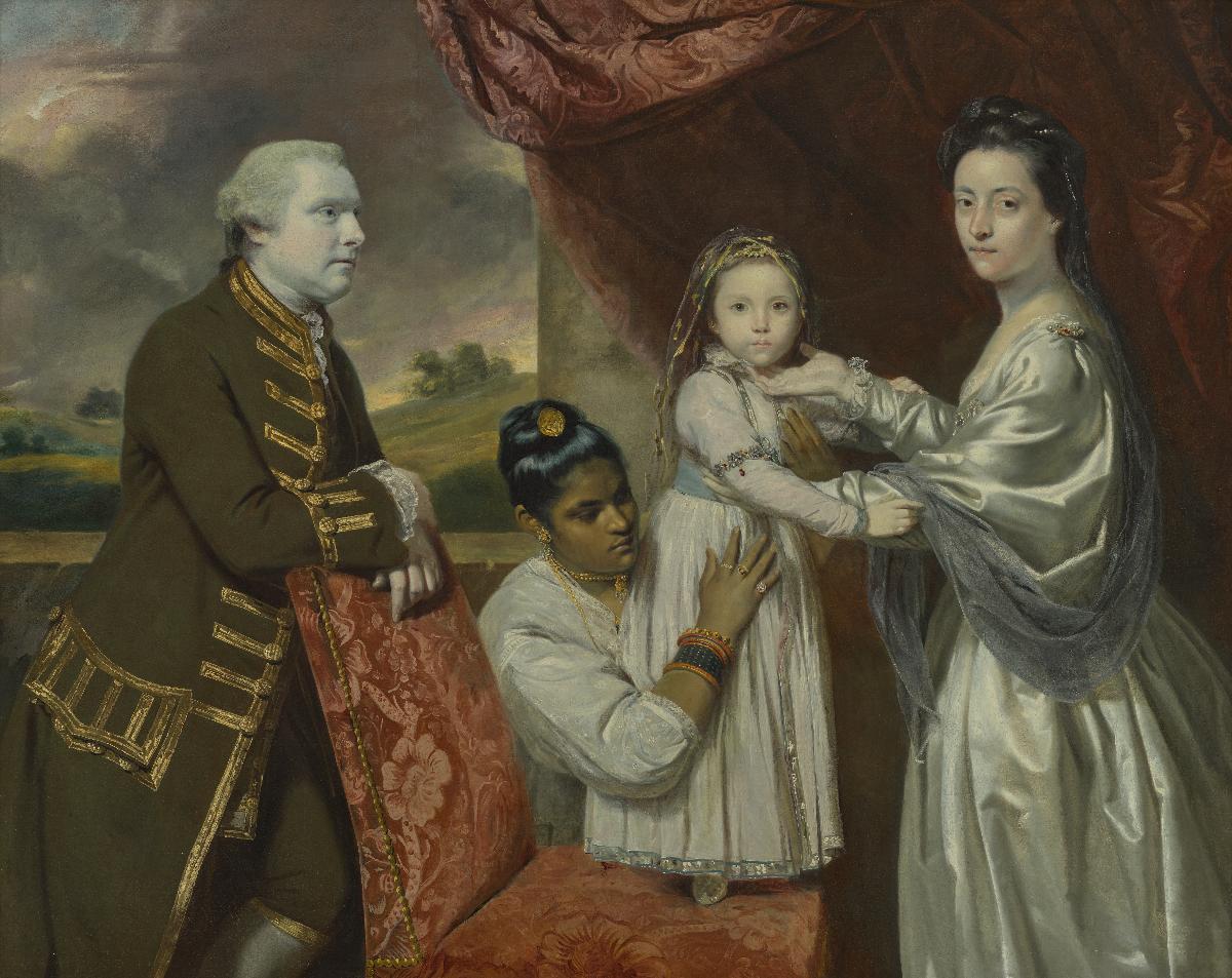 Tysoe Saul Hancock und seine Frau Philadelphia (geb. Austen) mit ihrer Tochter Elizabeth und der indischen Bediensteten Clarinda