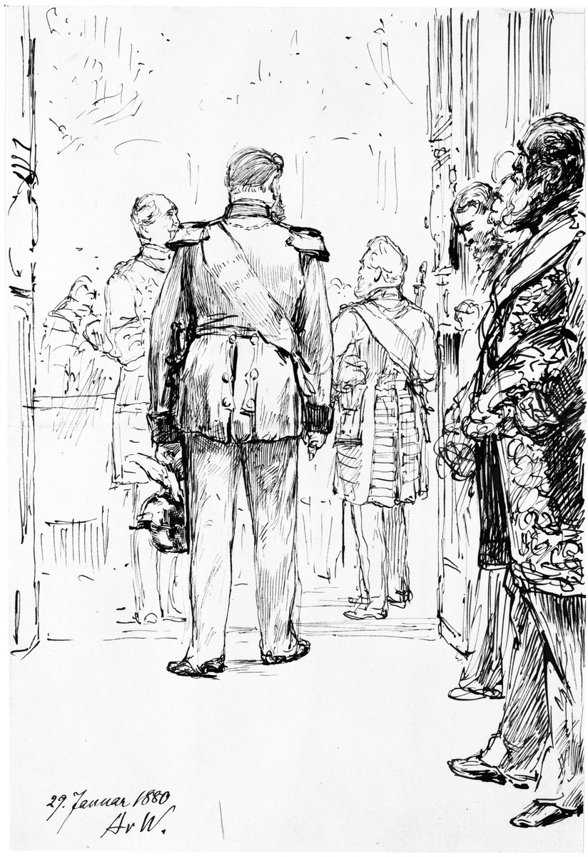 Hofball am 29. Januar 1880 mit Rückenansicht des Kaisers