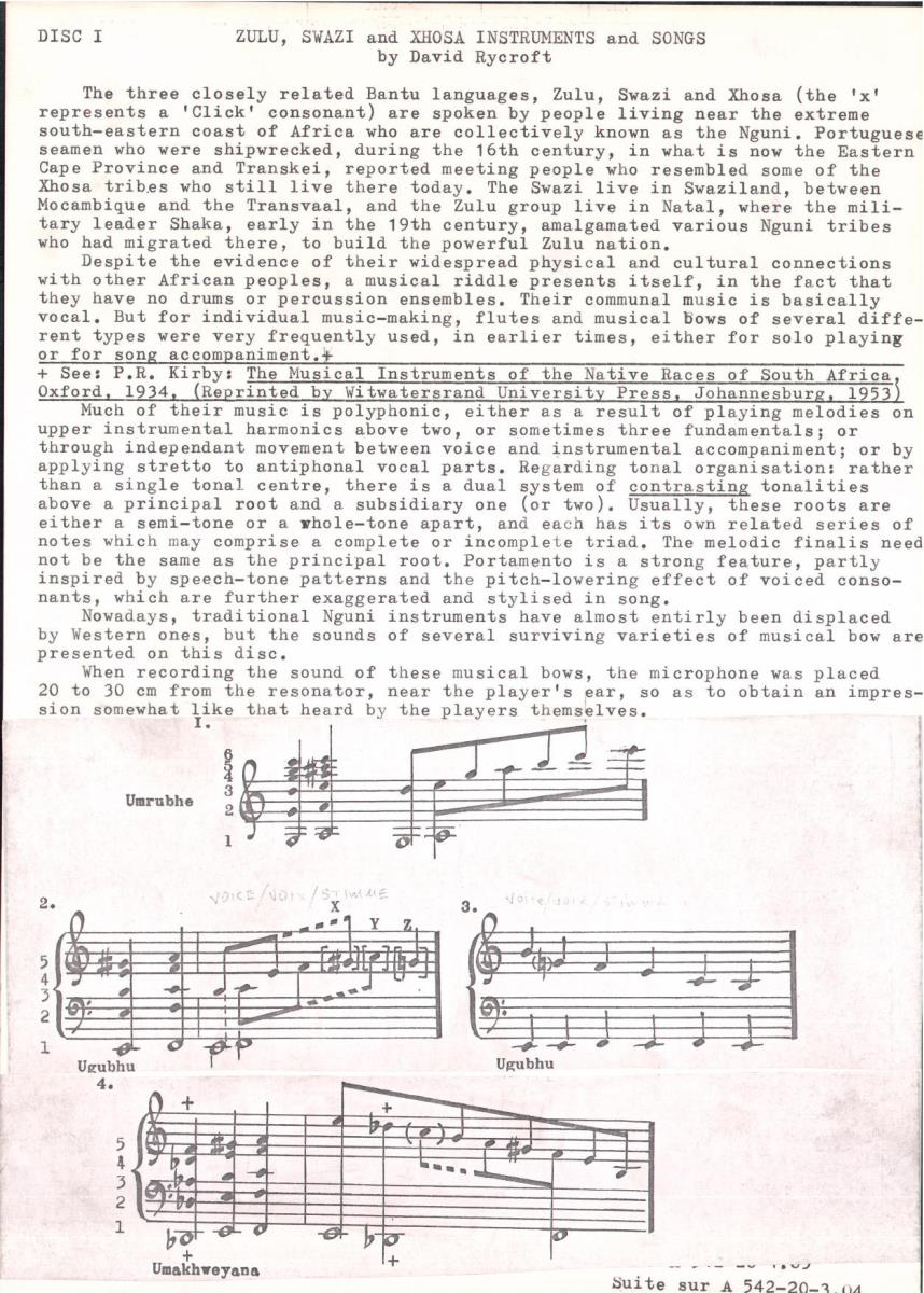 Zulu / Songs and instrumental music