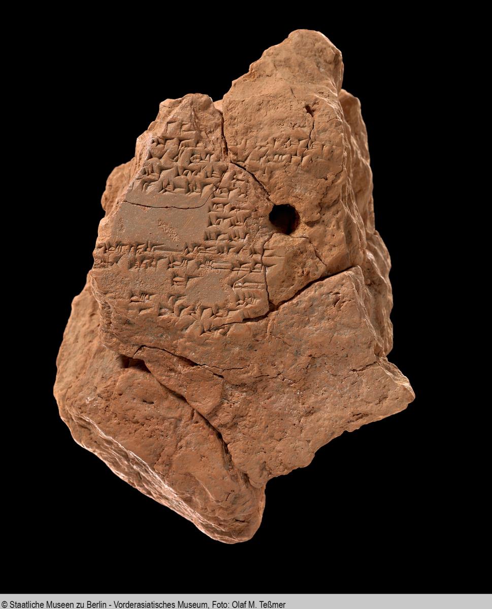 Tontafelfragment der 11. Tafel des Gilgamesch-Epos mit Sintflutbericht
