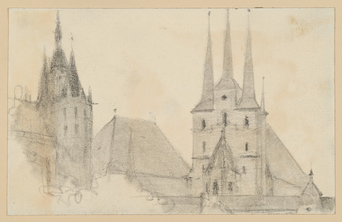 Türme und Dächer von Dom und St. Severin in Erfurt