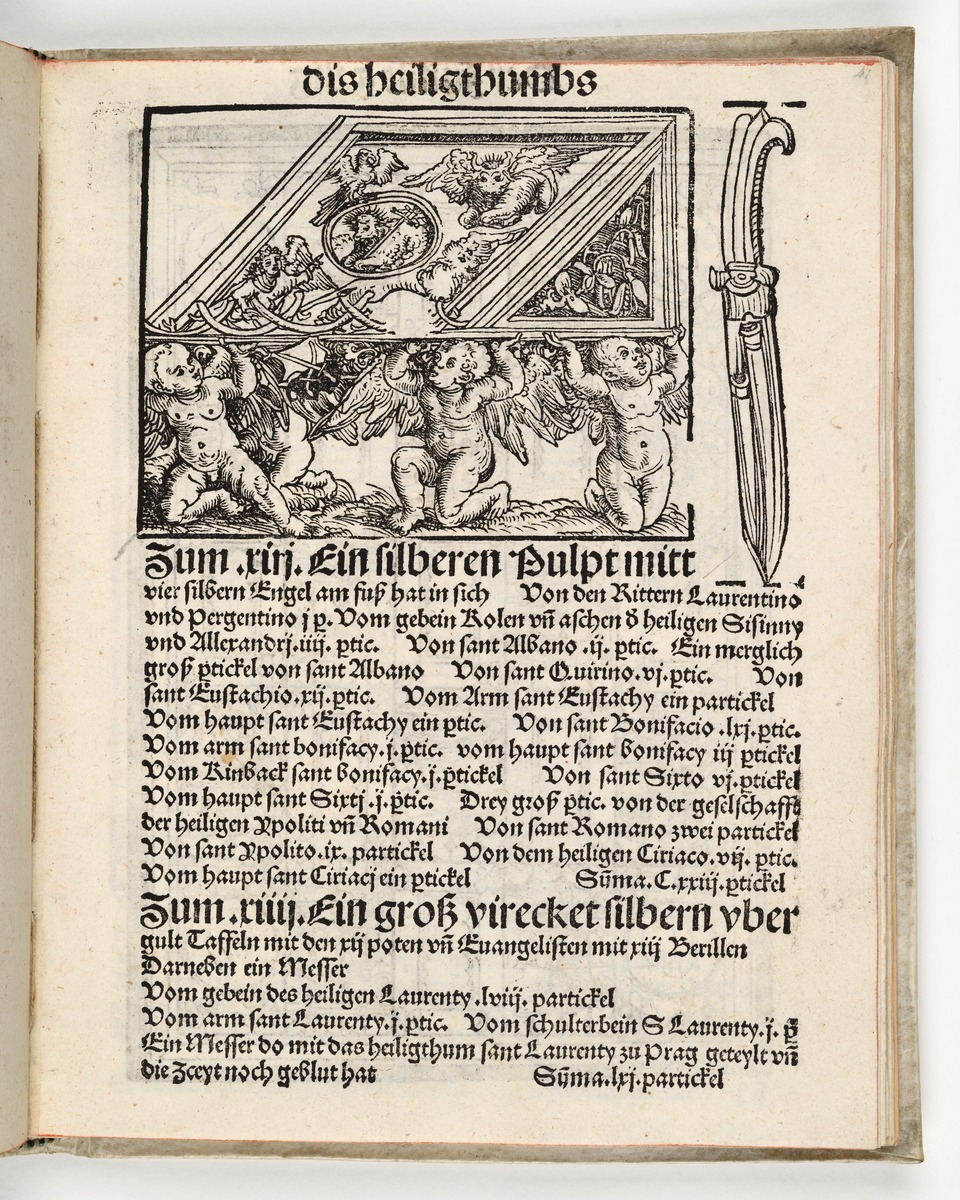 Wittenberger Heiltumsbuch: Silberne Kanzel (Pult) von vier Engeln getragen