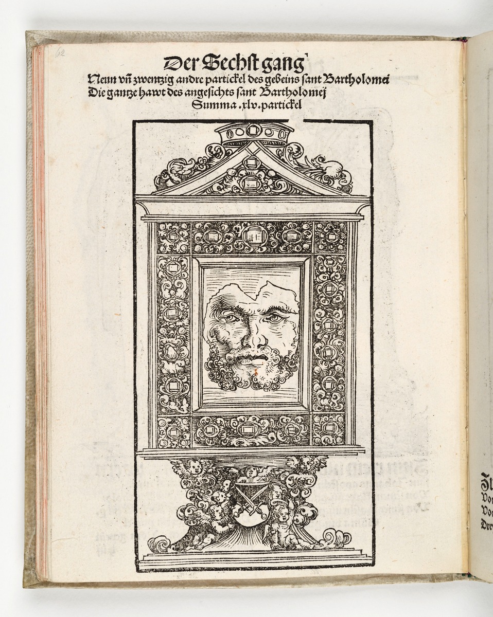 Wittenberger Heiltumsbuch: Reliquiar mit dem Antlitz des Heiligen Bartholomäus