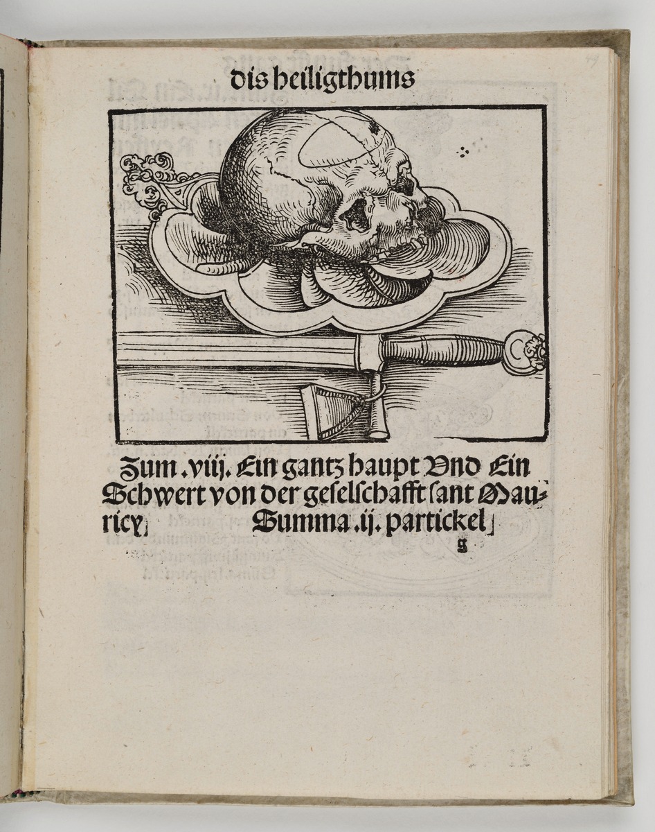 Wittenberger Heiltumsbuch: Schädelreliquie eines Gefährten des Heiligen Mauritius