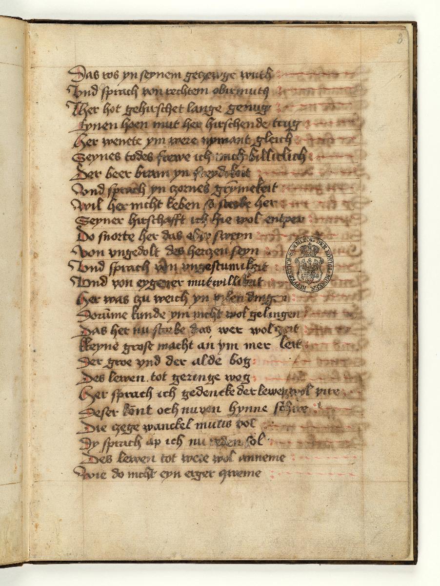 Fabel vom kranken Löwen. Handschriftliche Textseite