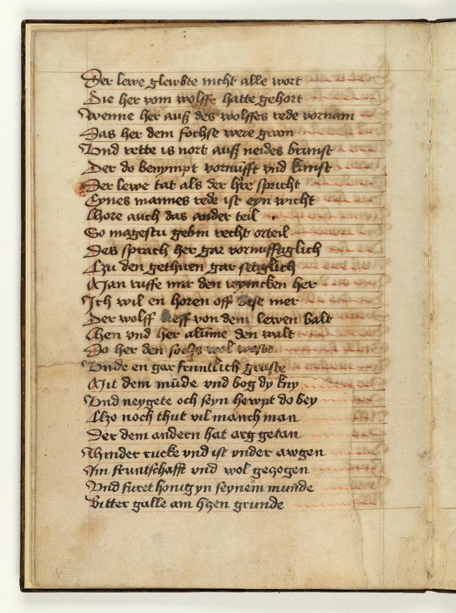 Fabel vom kranken Löwen. Handschriftliche Textseite