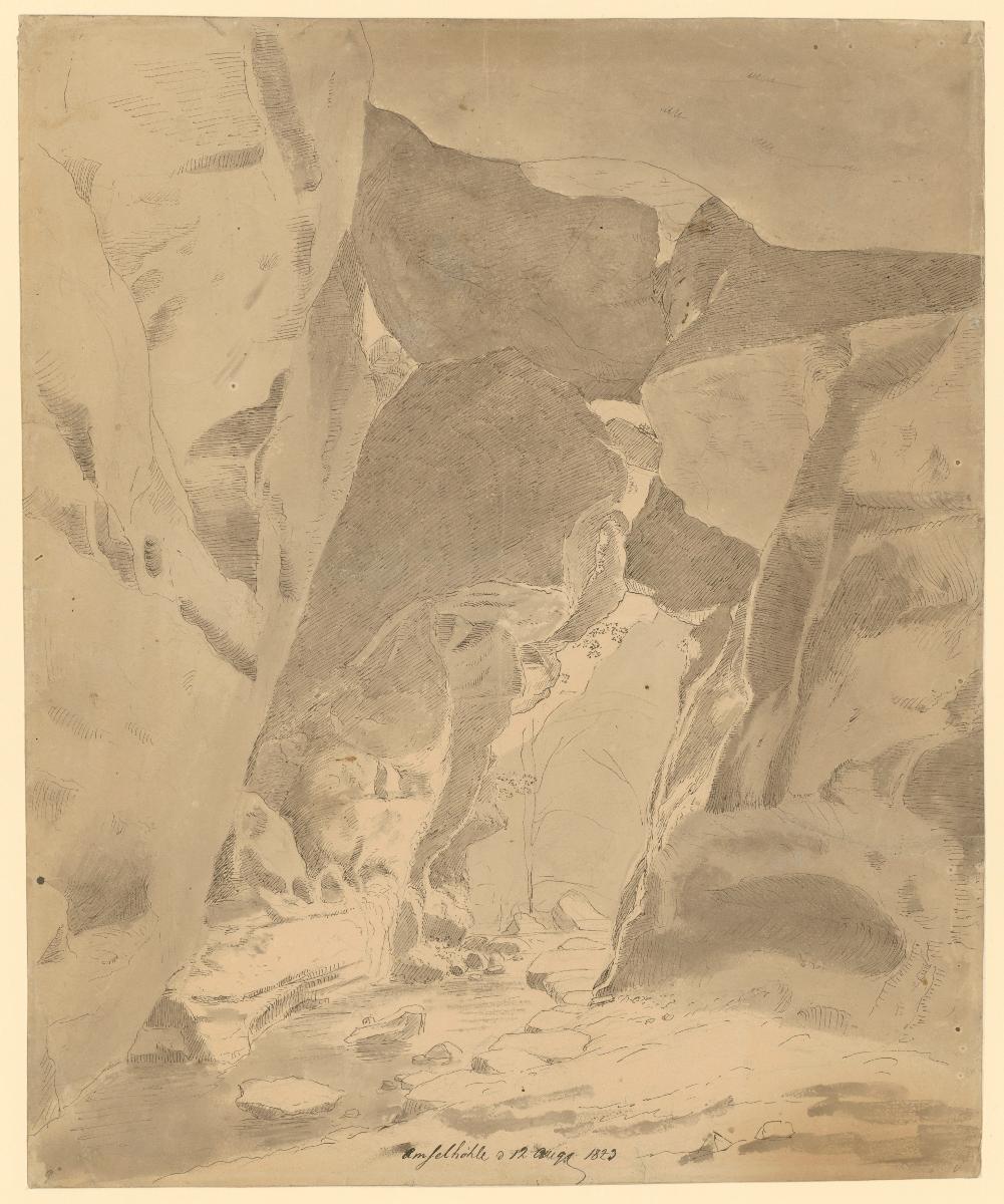 Bach und Felsblöcke bei der Amselhöhle