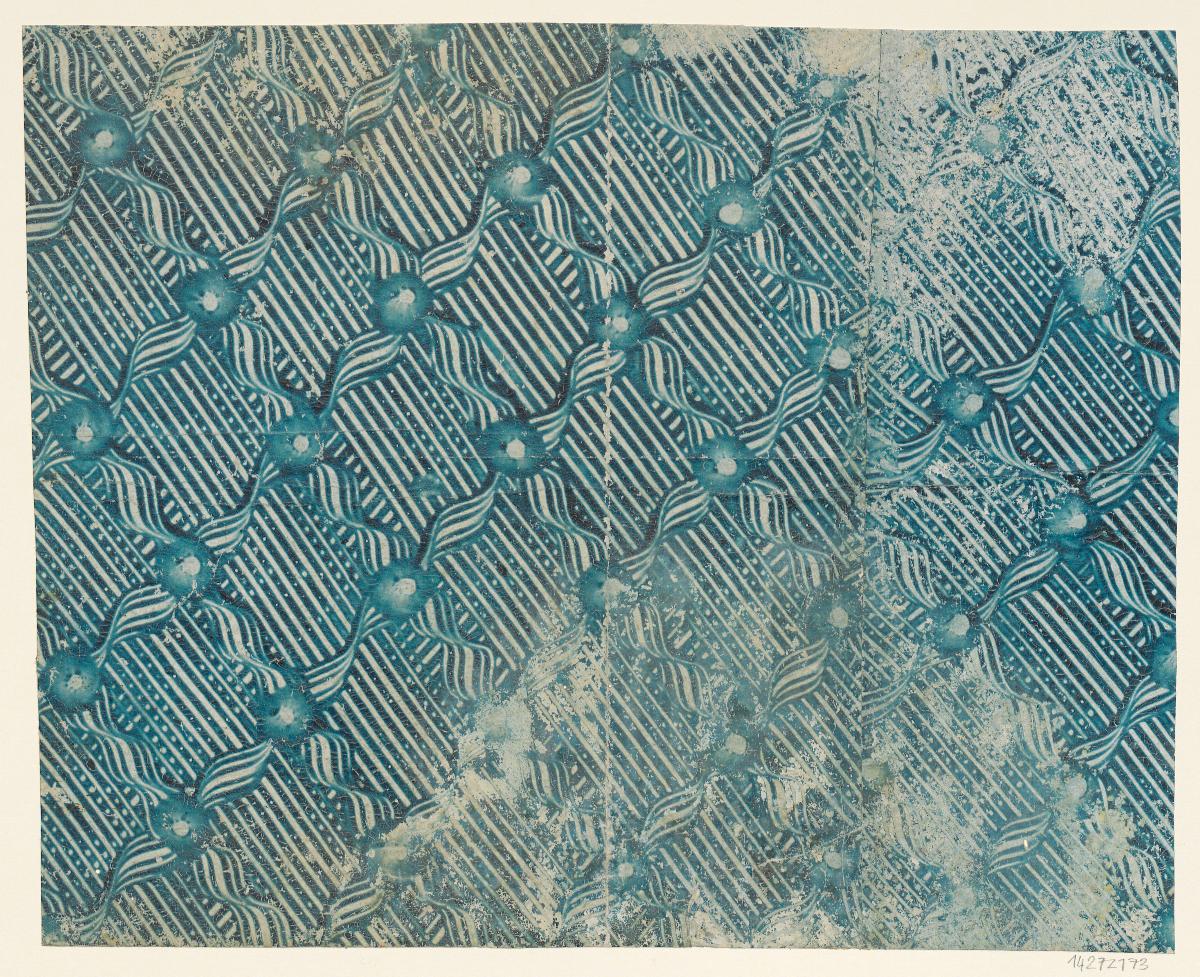 Kleisterpapier mit Verdrängungsdekor (Gitterdekor)
