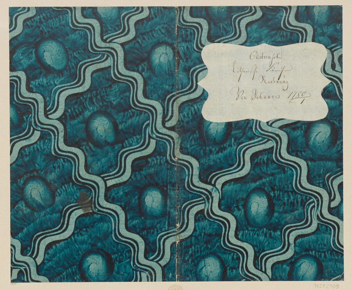 Kleisterpapier mit Verdrängungsdekor (Einband für eine Akte mit Etikett, 1780)