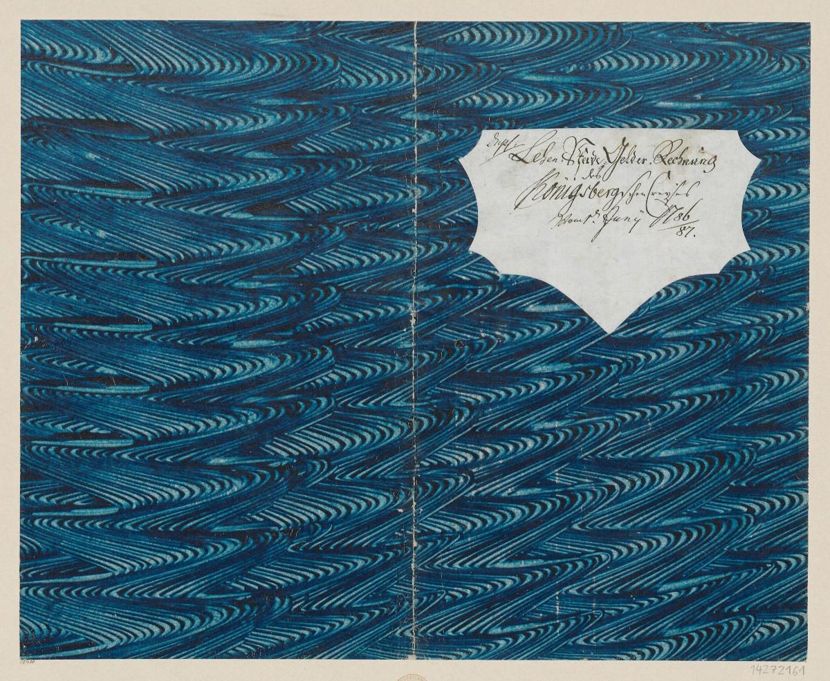 Kleisterpapier mit Verdrängungsdekor (Einband für eine Akte mit Etikett, 1786/1787)