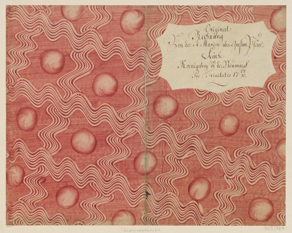 Kleisterpapier mit Verdrängungsdekor (Einband für eine Akte mit Etikett, 1769/1770)