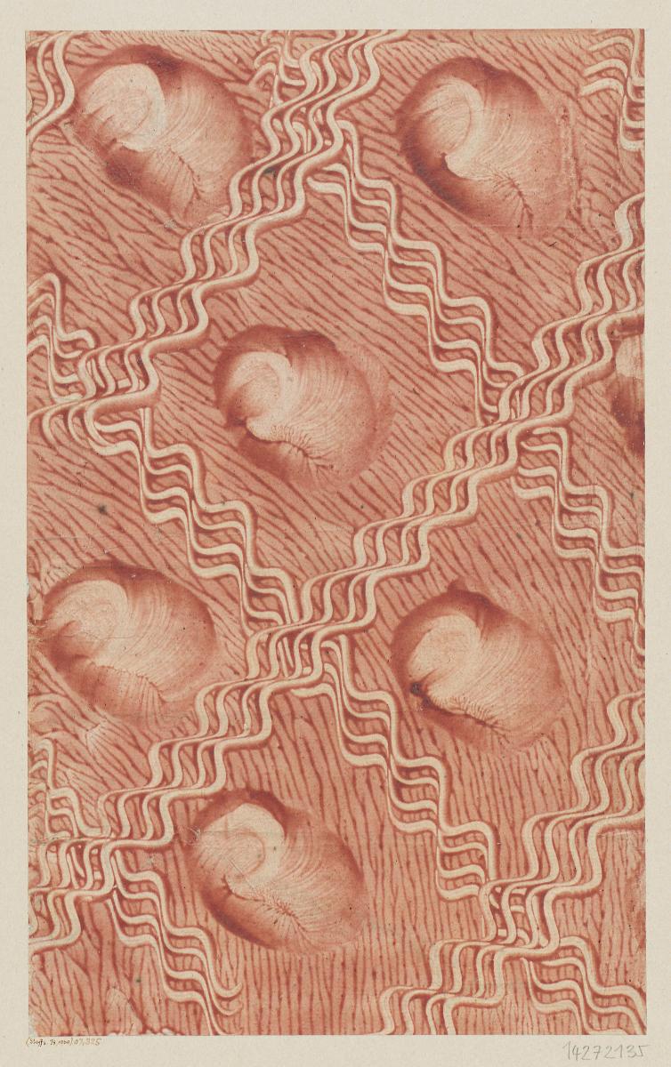 Kleisterpapier mit Verdrängungsdekor (Gitterdekor)