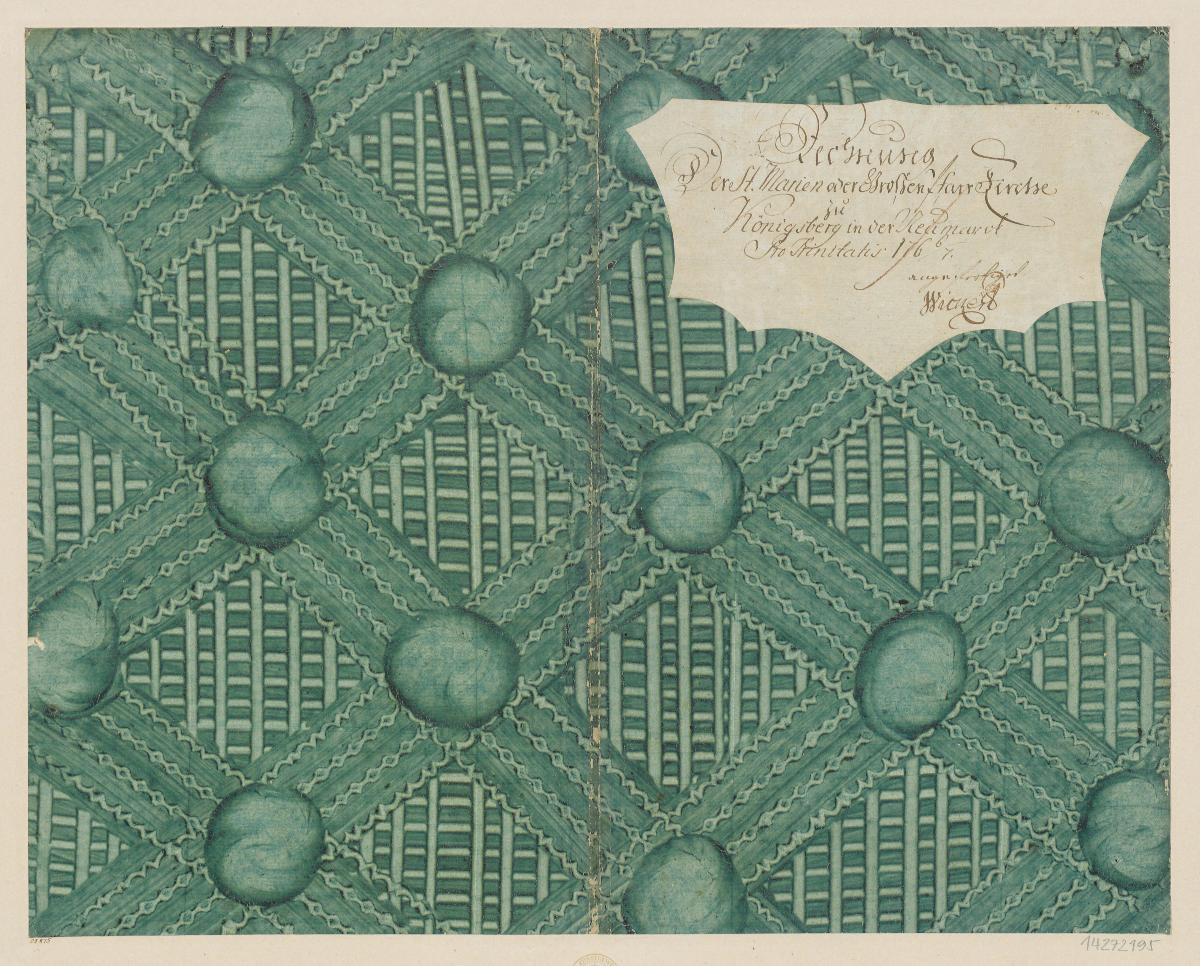 Kleisterpapier mit Verdrängungsdekor (Einband für eine Akte mit Etikett, 17766/1767)