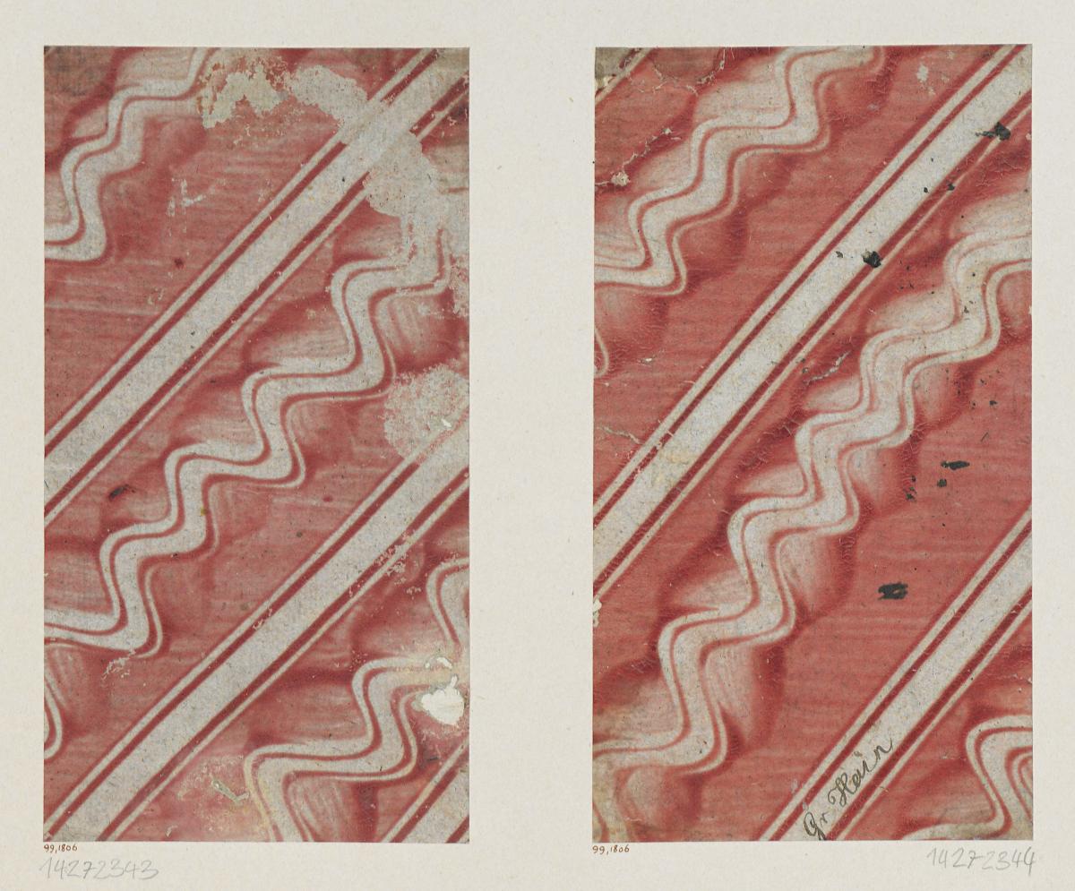 Kleisterpapier mit Verdrängungsdekor (diagonale Streifen)