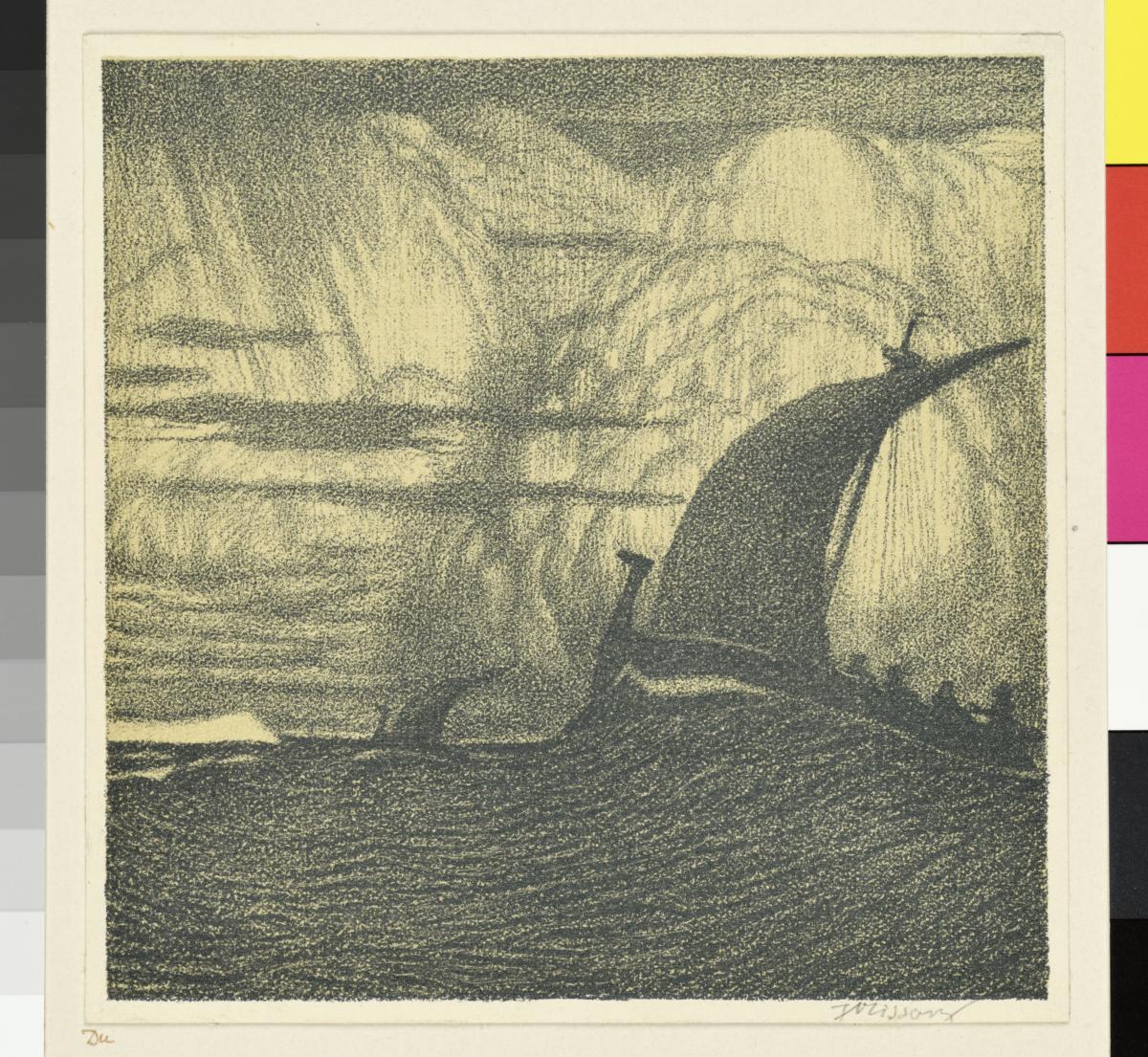 Probedruck der Illustration zu Gottfried Schwab, Wolkenschatten und Höhenglanz