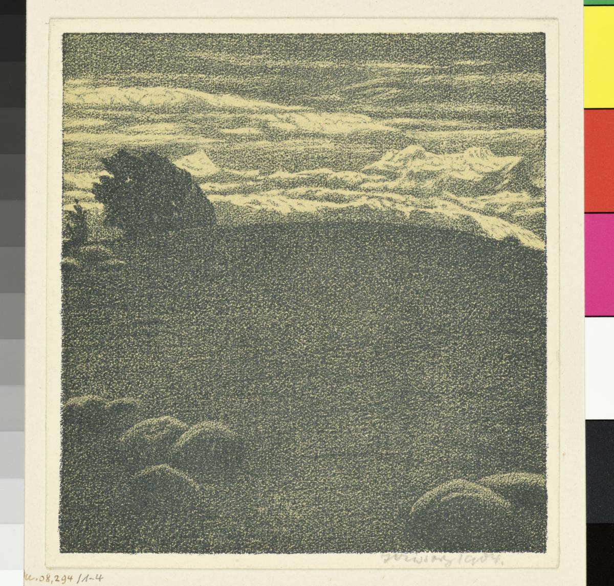 Probedruck der Illustration zu Gottfried Schwab, Wolkenschatten und Höhenglanz