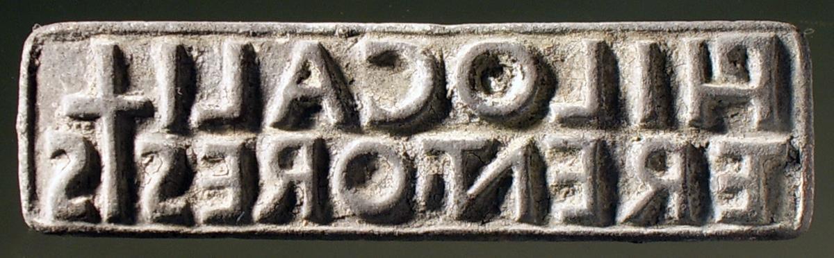 Rechteckiger Stempel mit lateinischer Inschrift: PHILOCALI / TERENT ORESTIS
