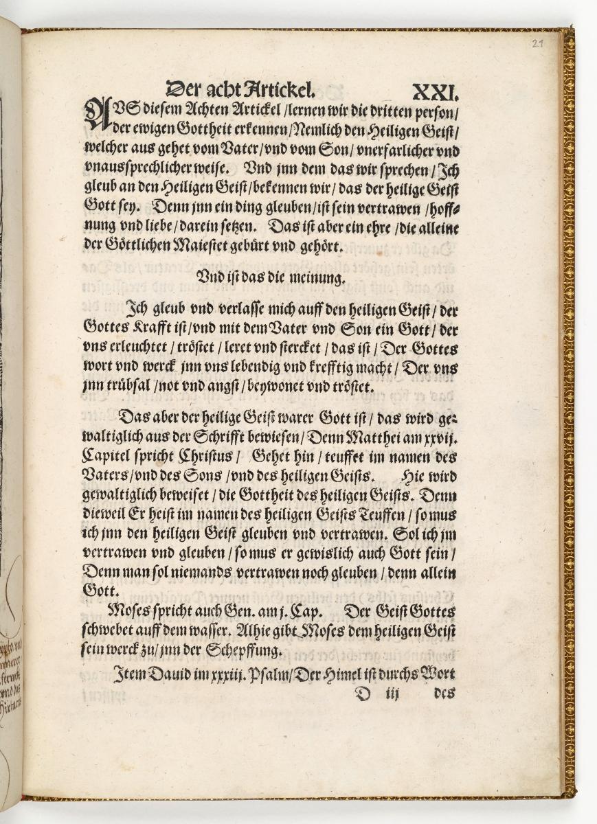 Kapitel "Der acht Artickel.", aus: "Das Symbolum oder gemeine Bekentnis der zwelff Aposteln [...]" (Apostelmartyrien), Wittenberg 1539