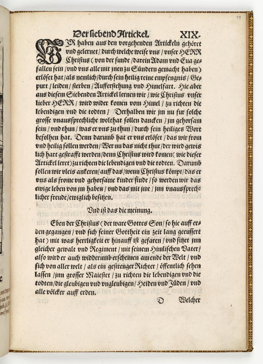 Kapitel "Der siebend Artickel.", aus: "Das Symbolum oder gemeine Bekentnis der zwelff Aposteln [...]" (Apostelmartyrien), Wittenberg 1539
