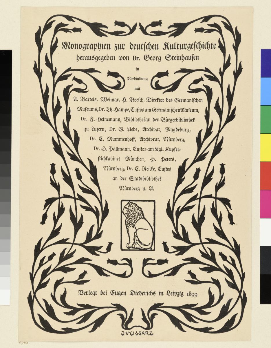 Prospekt mit Bestellschein zu Monographien zur deutschen Kulturgeschichte