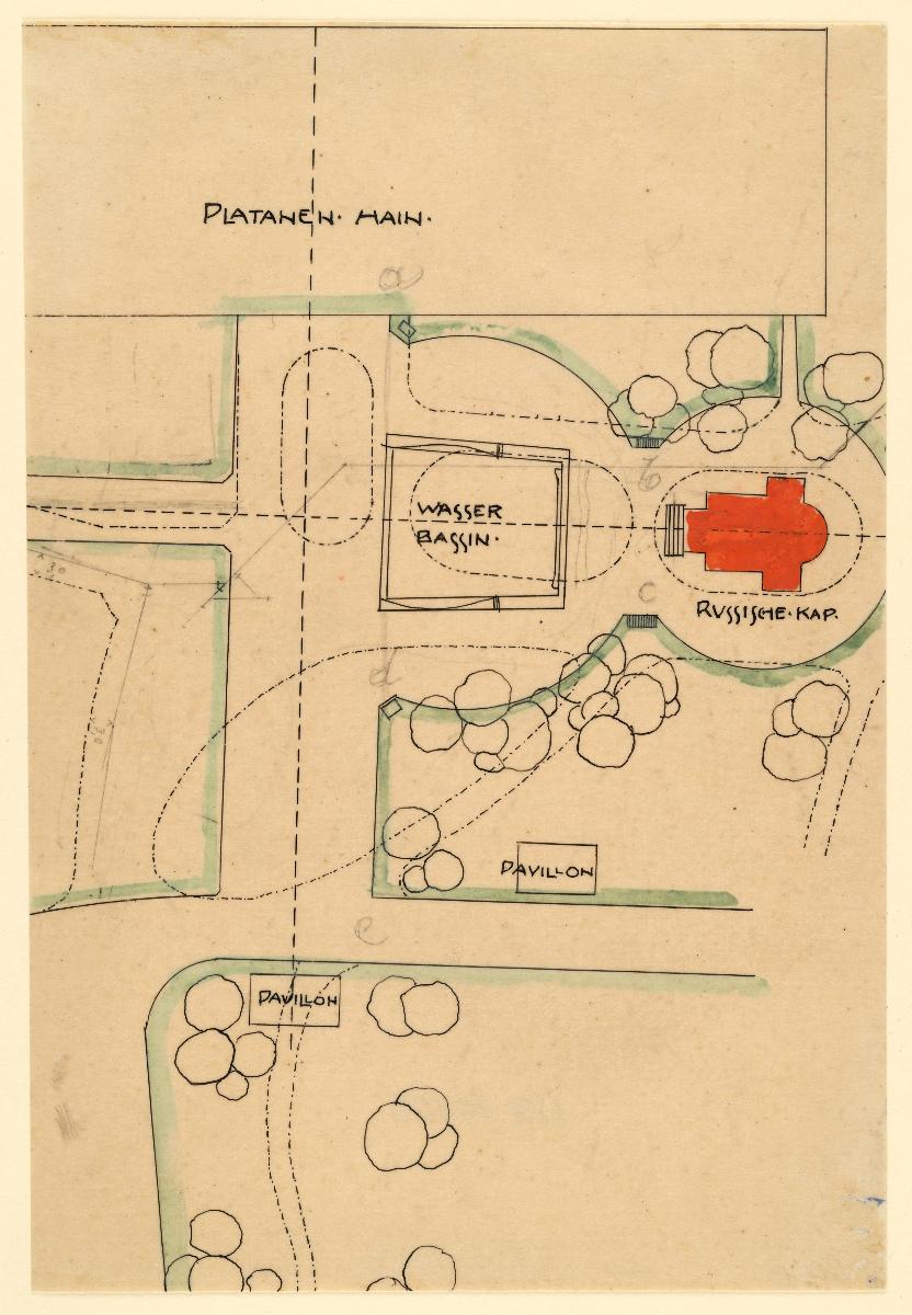 Darmstadt, Bebauungsplan für die Künstlerkolonie-Ausstellung, Mathildenhöhe, Situationsplan