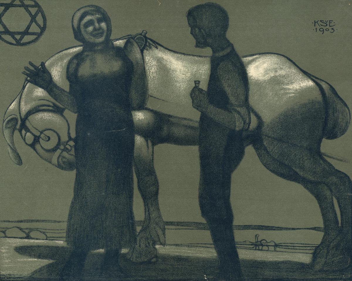 Zwei Personen mit Pferd