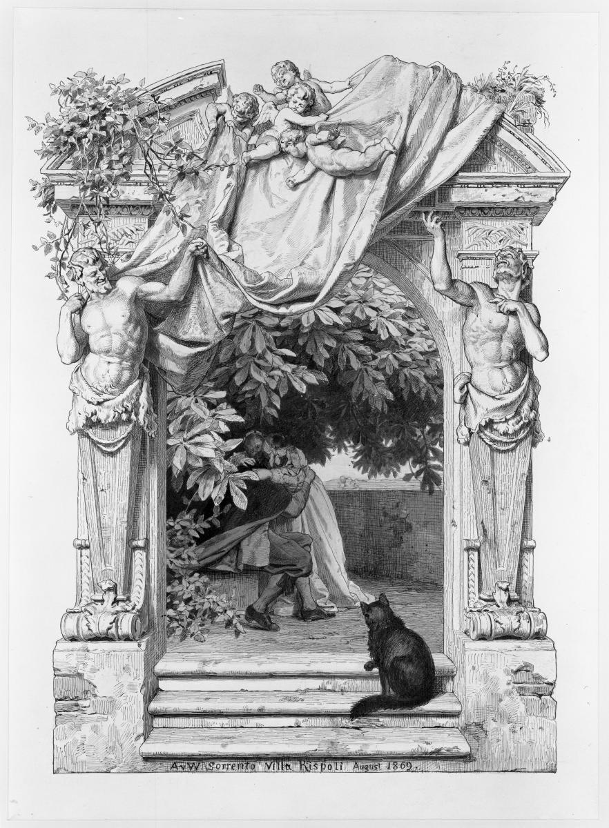 Erster süßer Kuss der Liebe! Illustration zu Scheffels "Der Trompeter von Säkkingen"