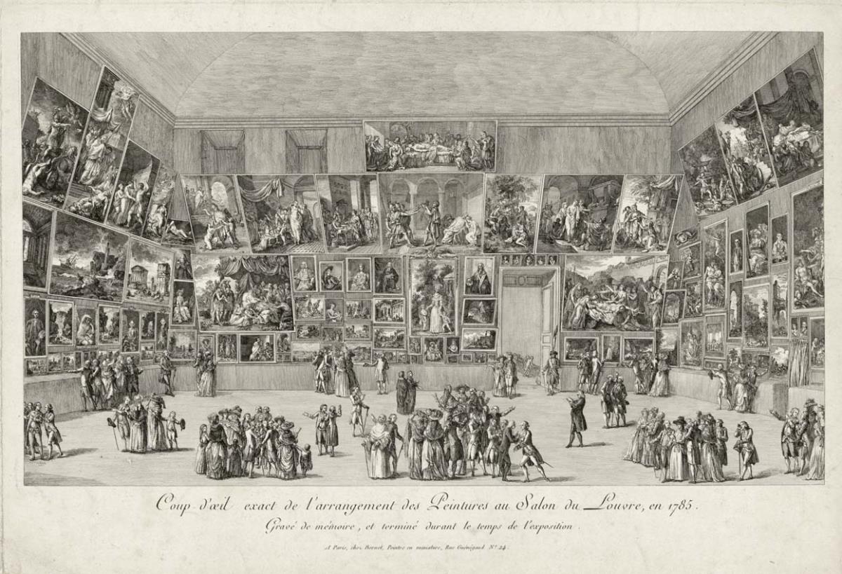 Coup d'oeil exact de l'arrangement des Peintures au Salon du Louvre, en 1785