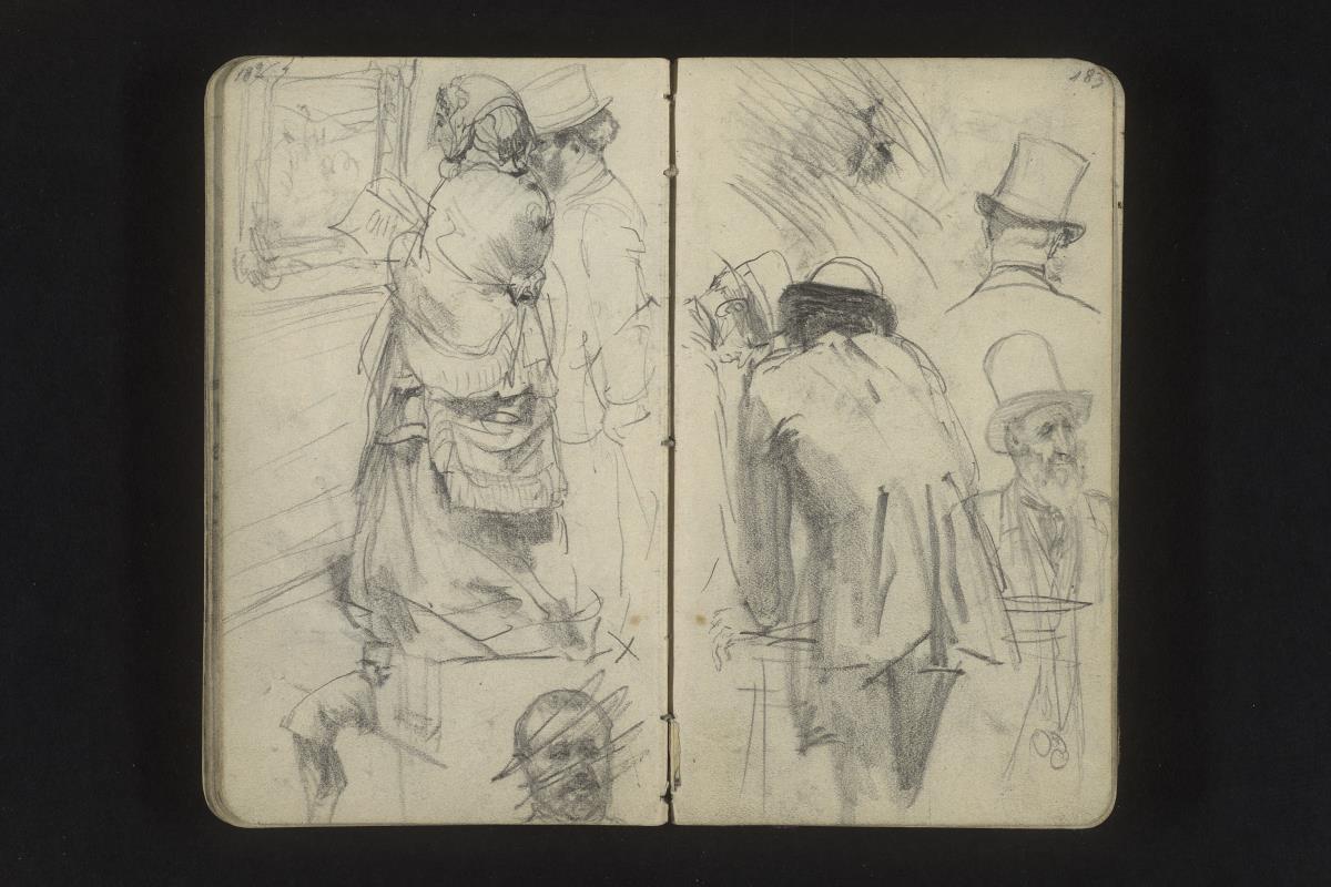 Besucher im Musée du Louvre, Männerstudien (teils verworfen)
