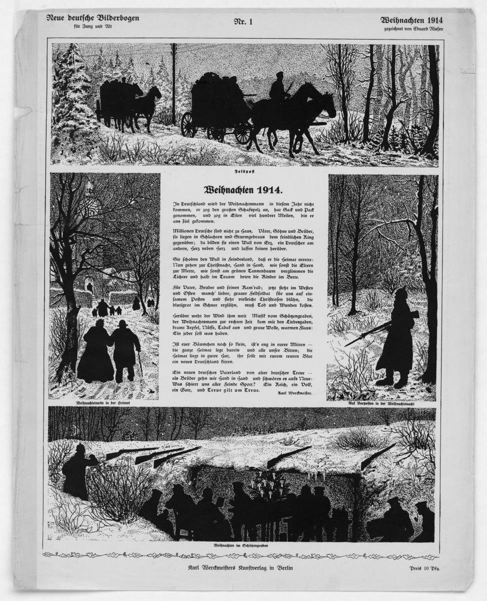 Neue deutsche Bilderbogen für Jung und Alt. Weihnachten 1914 gezeichnet von Eduard Riesen.