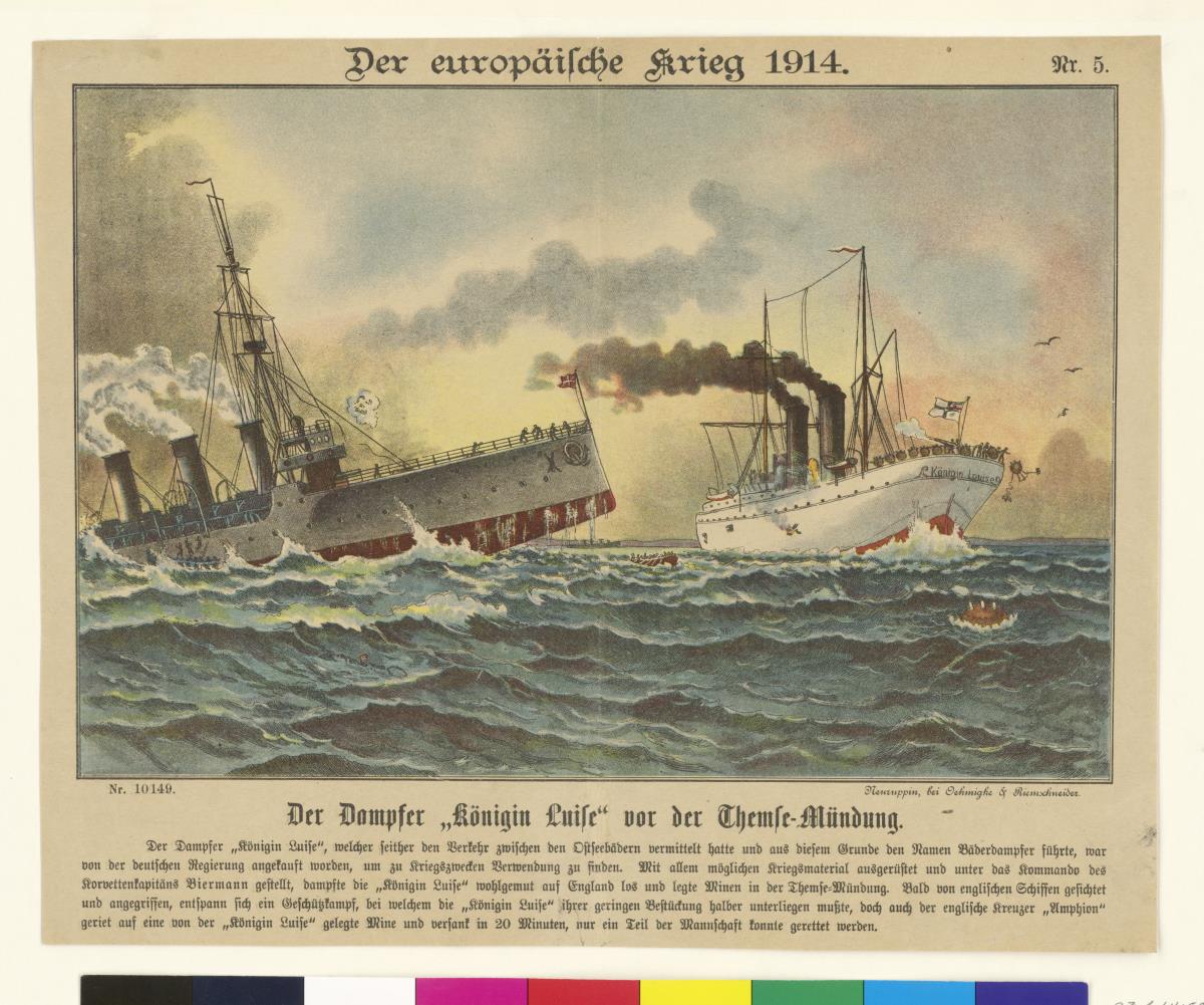 Der Dampfer 'Königin Luise' vor der Themse-Mündung – Der europäische Krieg 1914. Nr. 5