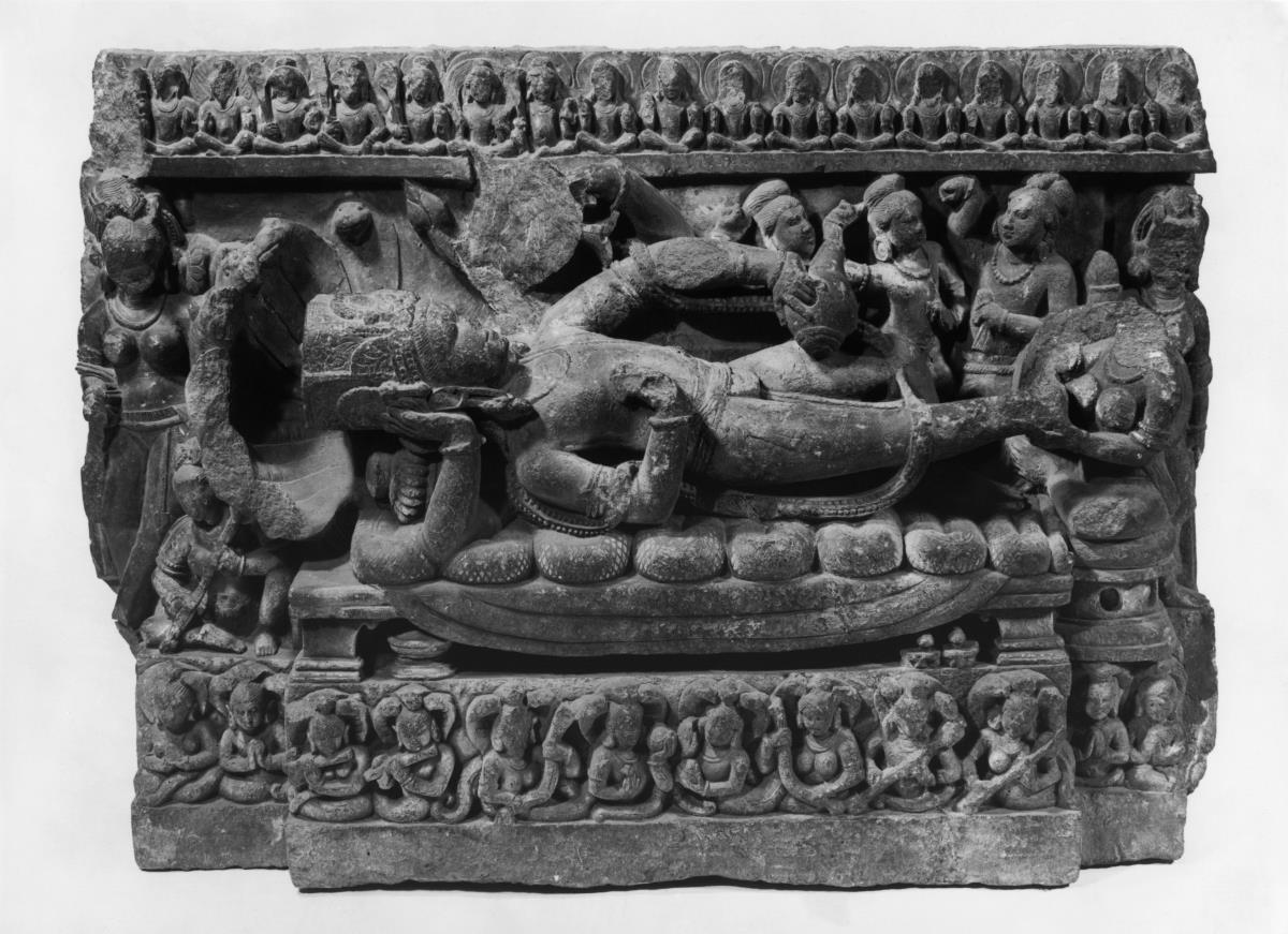 Vishnu im Yoga-Schlaf auf der Weltenschlange Ananta liegend (Vishnu Anantashayin)
