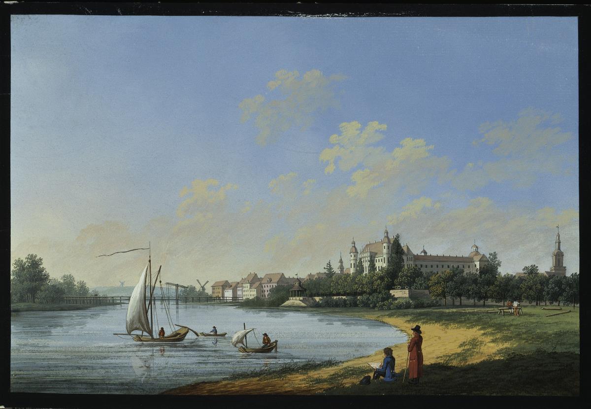 Das Schloss zu Schwedt an der Oder, von der Wasserseite