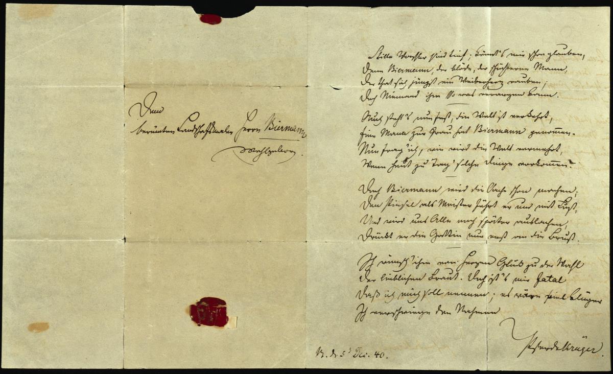 Hochzeitsgedicht Franz Krügers für Eduard Biermann