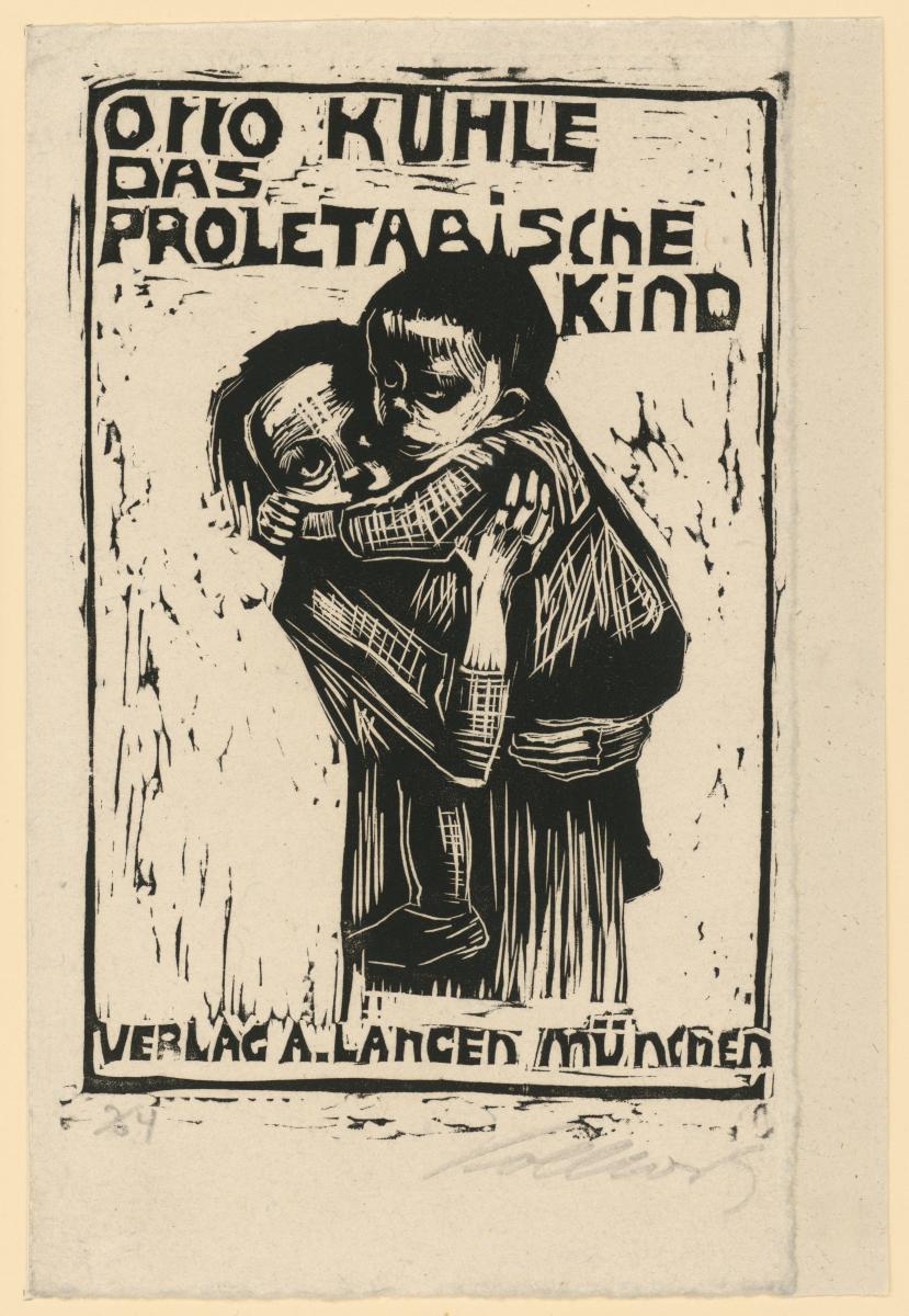 Mädchen ein Kind tragend (Verworfene zweite Fassung für den Umschlag von Otto Rühles Buch "Das proletarische Kind", 4. Zustand)