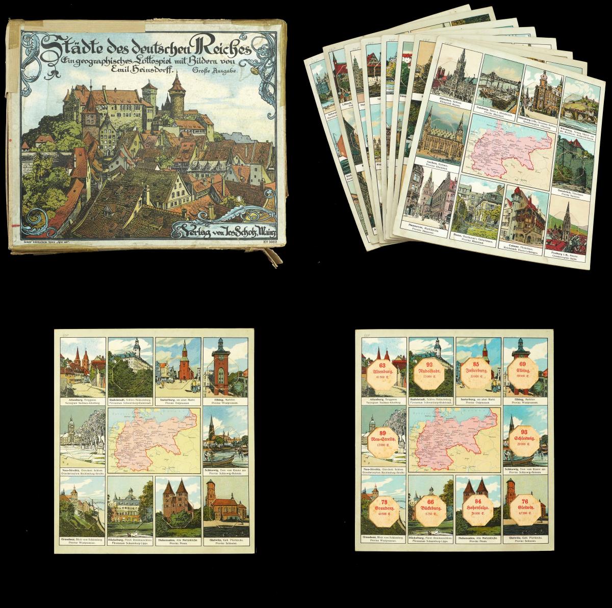 Städte des Deutschen Reiches/ Ein Geographisches Lottospiel mit Bildern von Emil Heinsdorff/ Große Ausgabe