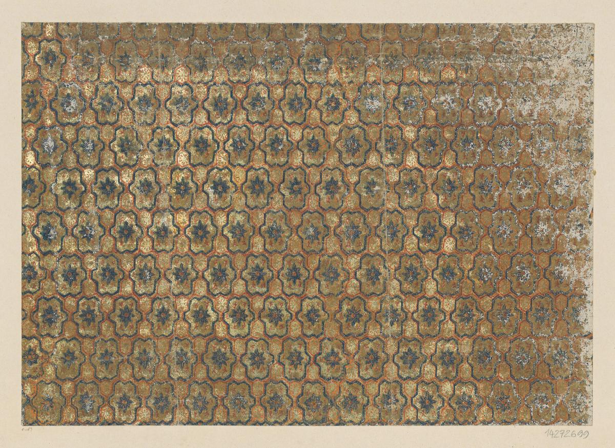 Modeldruckpapier mit Golddruck (Flächenmuster mit Blüten)