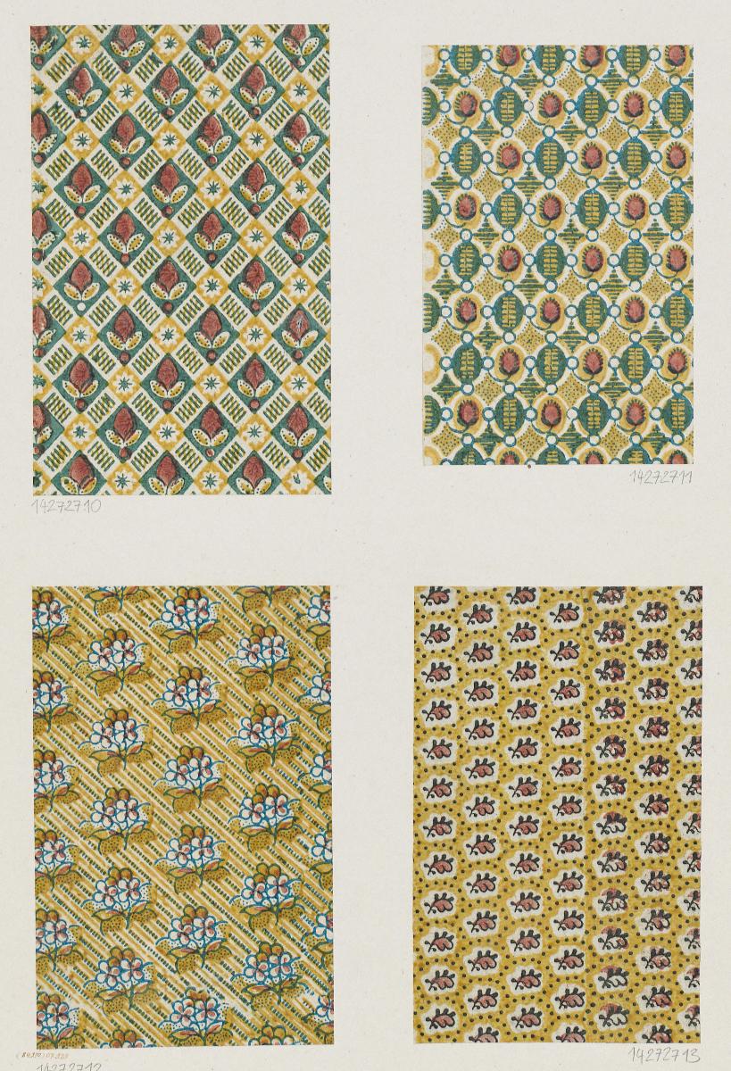 Modeldruckpapier (Gitterdekor mit Blüten und Blättern)