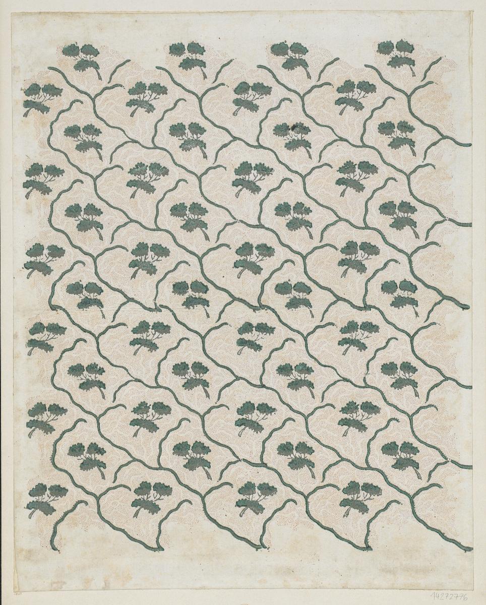 Modeldruckpapier mit Silberdruck (florales Flächenmuster)
