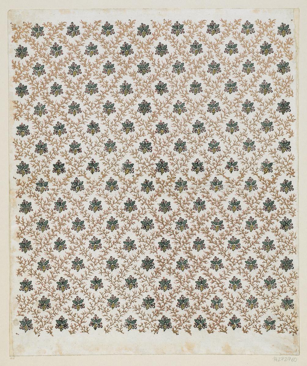 Modeldruckpapier mit Golddruck (florales Gitterdekor)