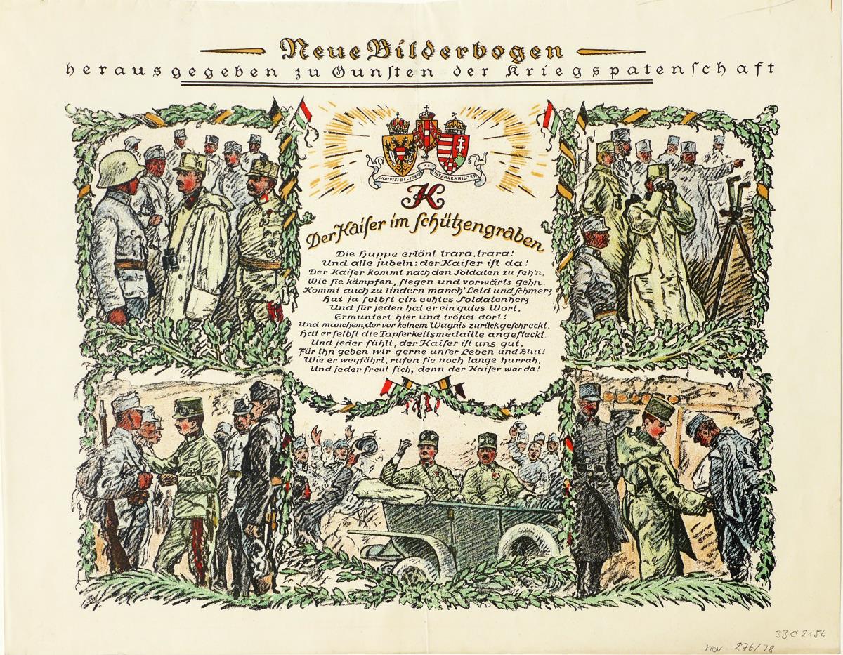 Neue Bilderbogen herausgegeben zu Gunsten der Kriegspatenschaft. Der Kaiser im Schützengraben.