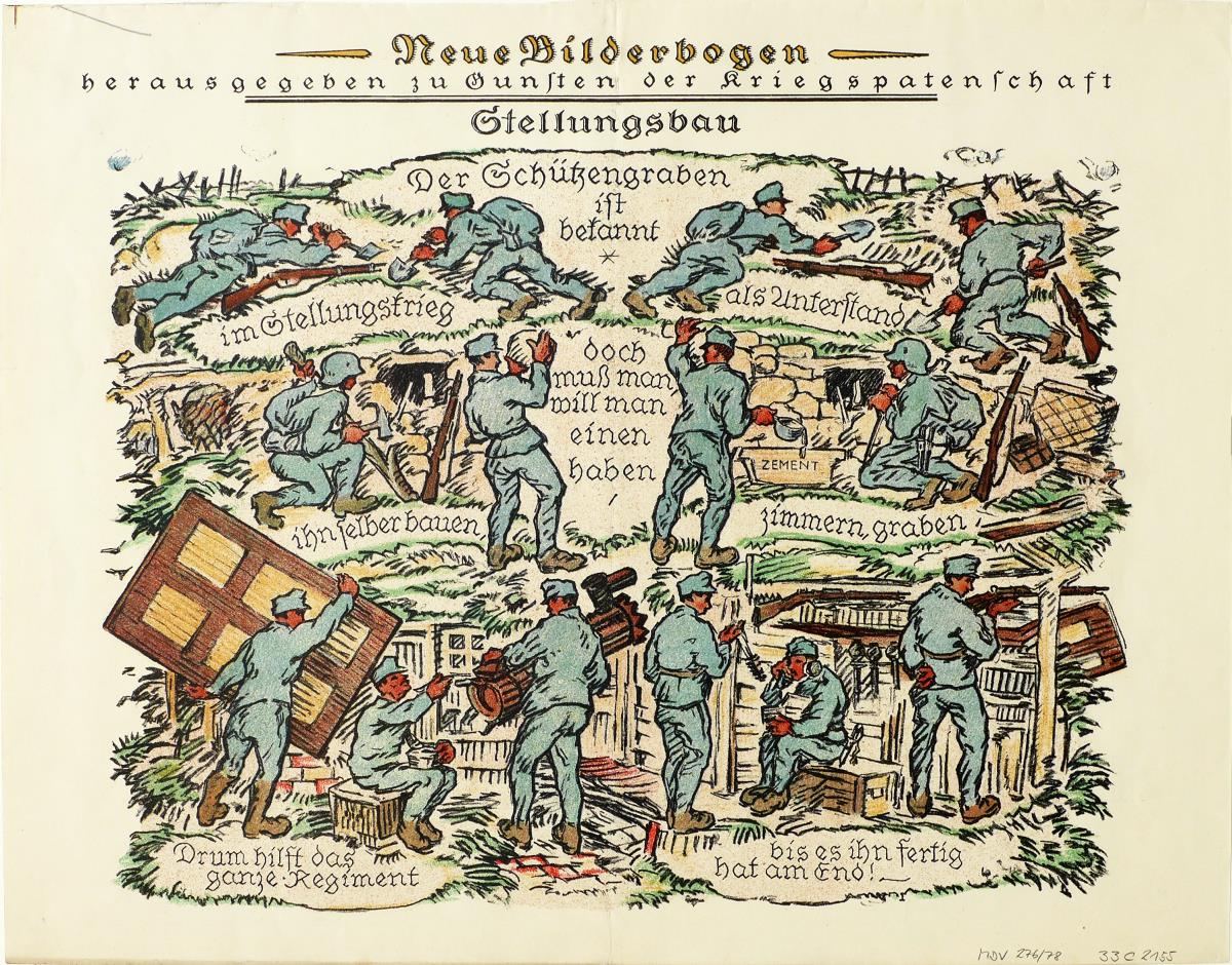 Neue Bilderbogen herausgegeben zu Gunsten der Kriegspatenschaft. Stellungsbau.