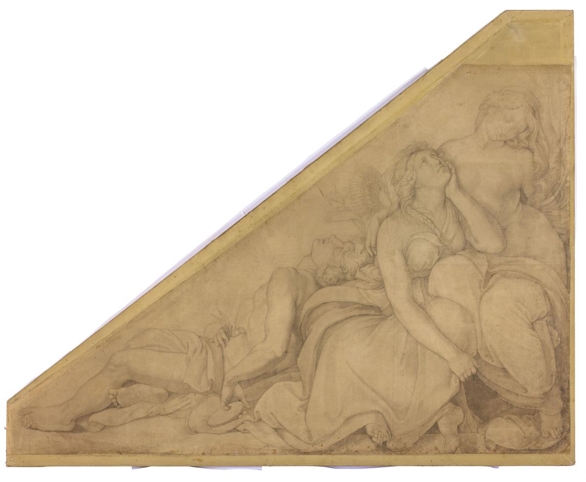 Leukothoe, Klytia und Hyakinthos, in Blumen verwandelt. Karton zu den Deckenbildern der Münchner Glyptothek